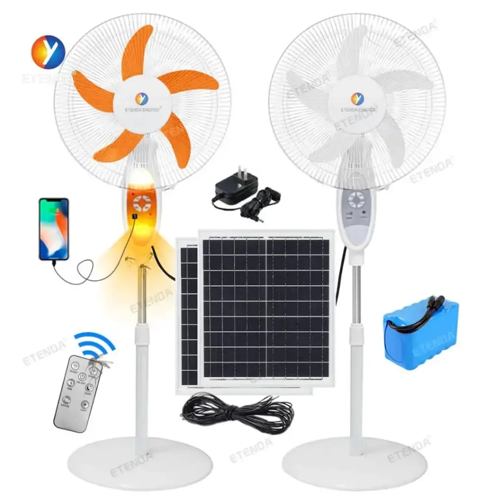 16 Inch Rechargeable Solar Fan with Solar Panel